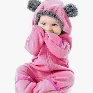 6-12Mo Baby Fleece Hooded Romper